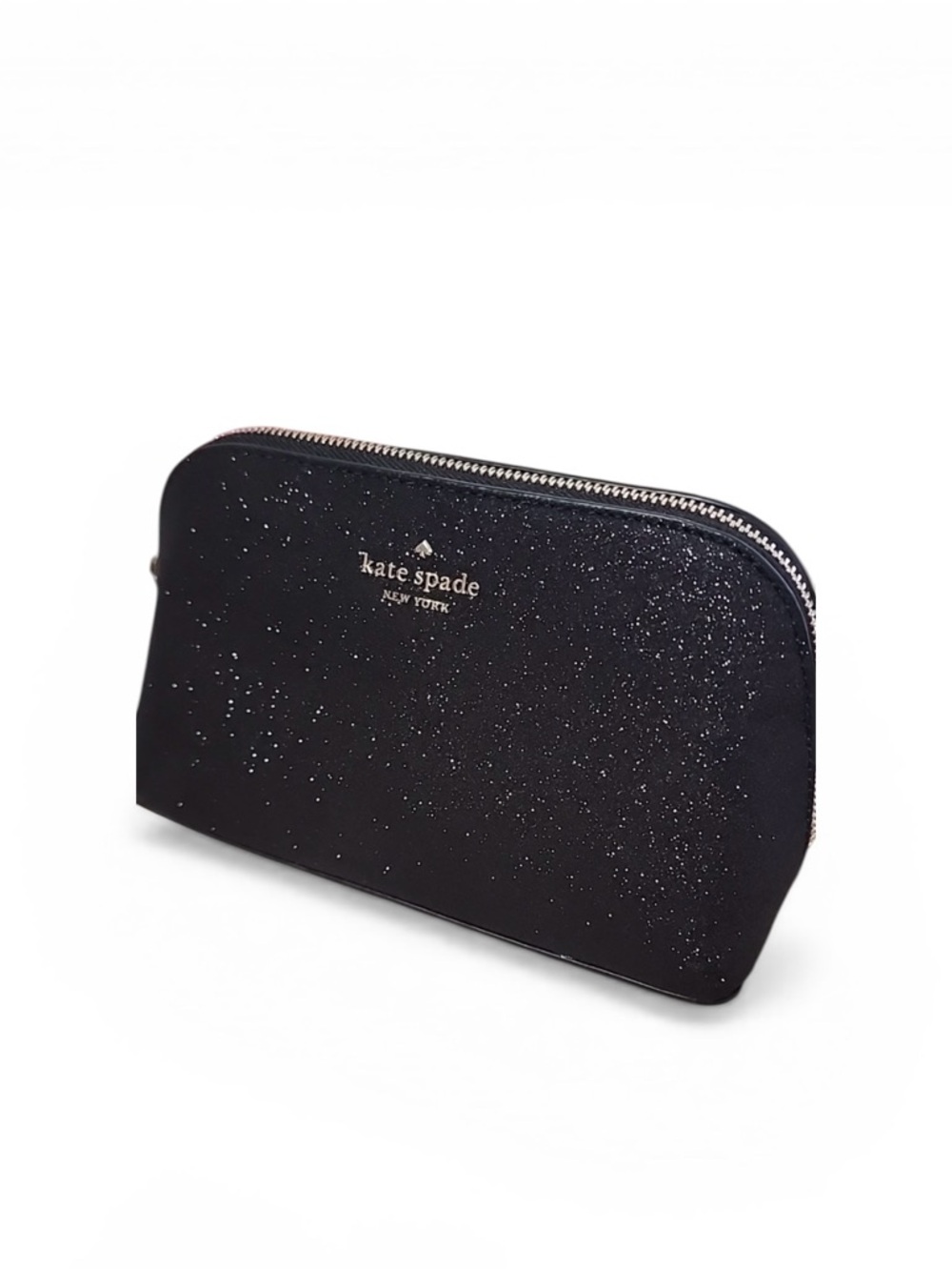Kate Spade New York Black Glitter Cosmetic Pouch NWT